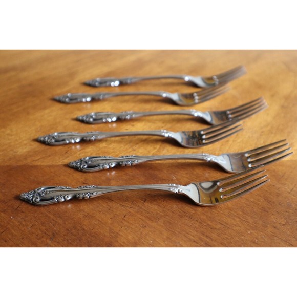 Lot 6x Oneida Community Brahms Salad Forks Stainless 6.75" Betty Crocker Pierced - Picture 10 of 10